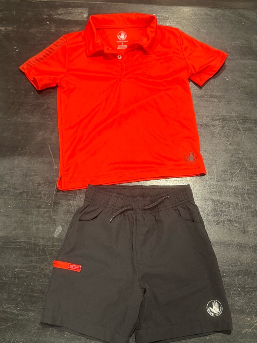 4/$15 Body Glove Red Polo & Black Shorts Kids Matching Set- Size 5